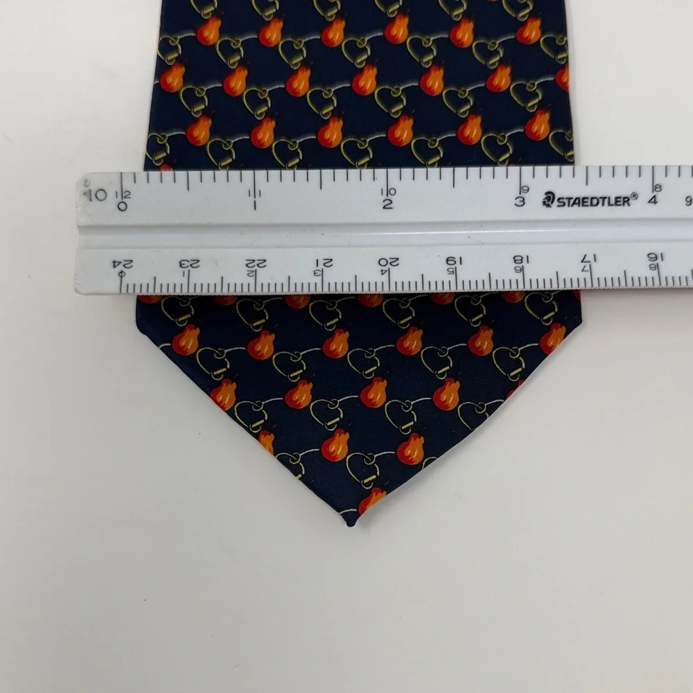 Farentino Ferre Navy Pear Patterned Tie Made In Italy OS
